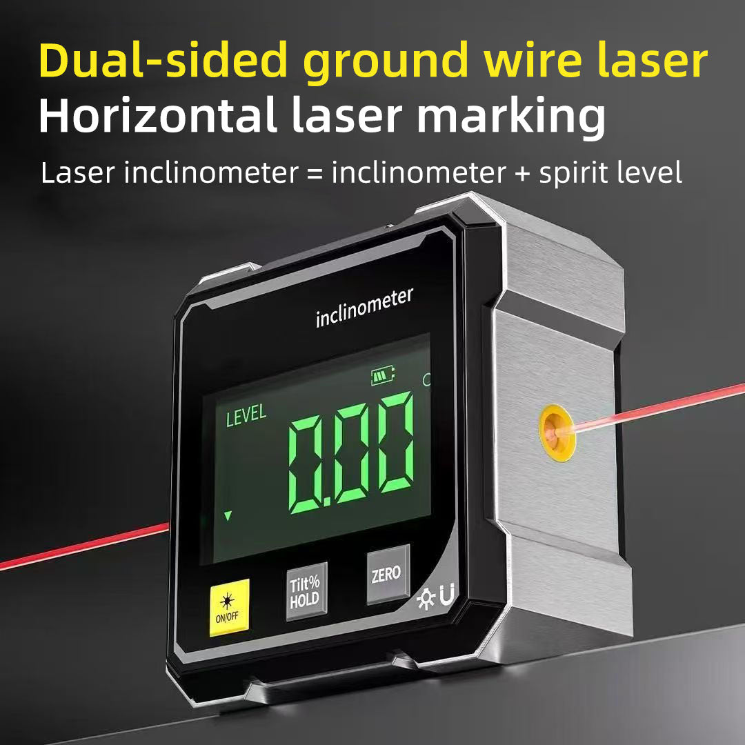 Magnetic Digital Angle Finder with Dual Laser Guide & 360° Magnetic Attachment Rechargeable Angle Meter for Woodworking Construction and Machinery