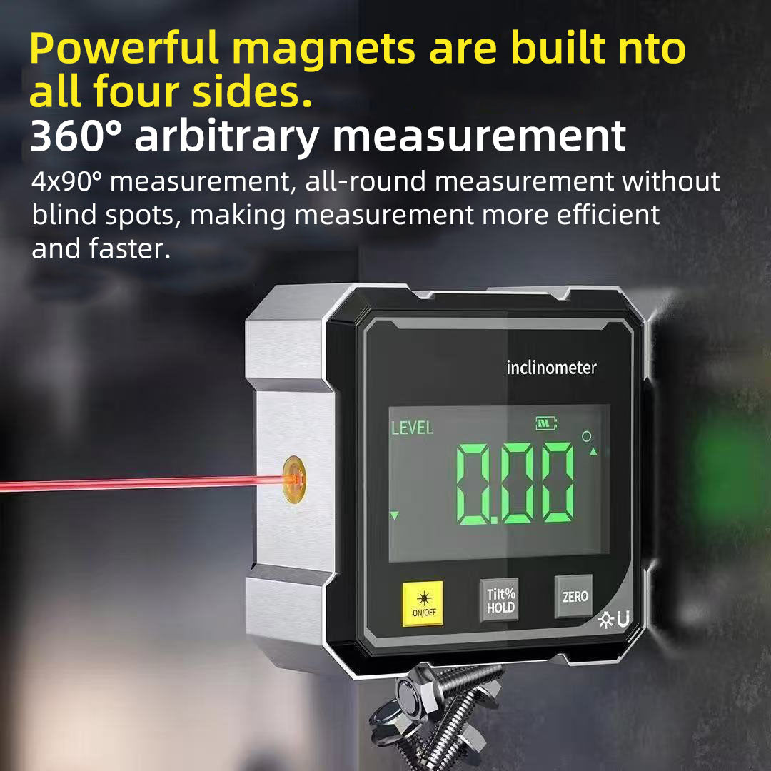 Magnetic Digital Angle Finder with Dual Laser Guide & 360° Magnetic Attachment Rechargeable Angle Meter for Woodworking Construction and Machinery